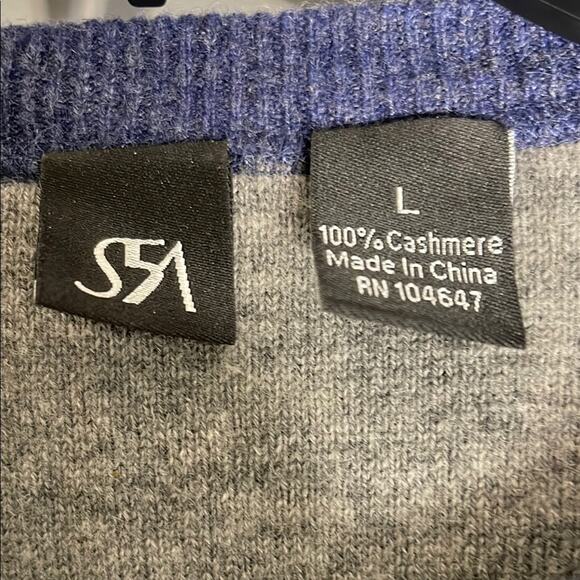 Saks Fifth Avenue Black Label Blue Cashmere Sweater - Picture 2 of 3